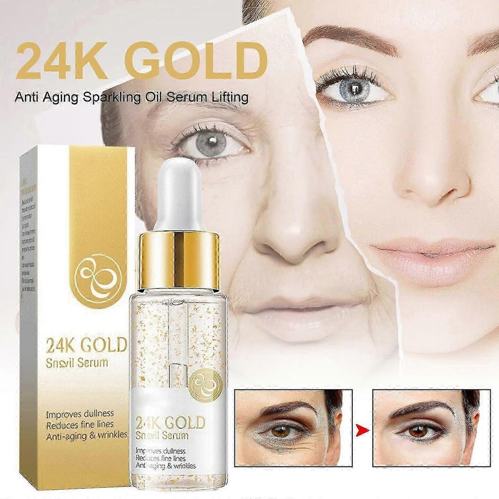 Limited time!!Amz 24K Gold Anti-Aging Shining Oil Essence (15Ml) - Firms Facial Skin, Anti-Wrinkle, Reduces Crow's Feet, Fine Lines, Nasolabial Folds,