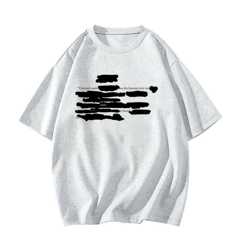 White cotton short-sleeved t-shirt women's new summer American high street loose large size fat mm half-sleeved top ins