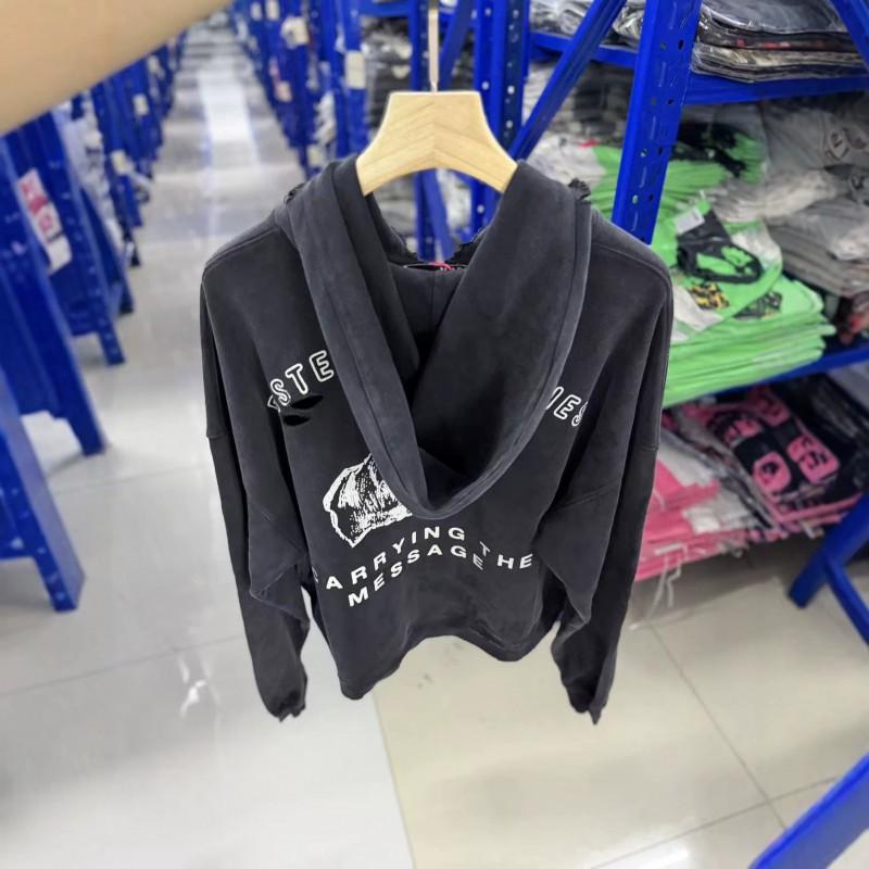 Unisex Oversized Distressed Washed Cotton Hoodie Streetwear Loose Fit Long Sleeve Pullover Fall