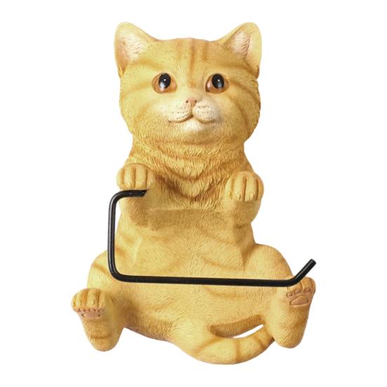 Wall-Mounted Toilet Paper Holder Tissue Roll Dispenser Realistic 3D Cat Shape Bathroom Kitchen Tissue Dispenser Rack