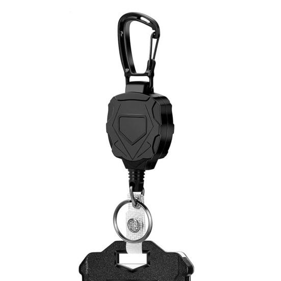 Easy-pull Buckle Badge Holder with Stainless Steel Cord Keychain Badge Reel Heavy-Duty Extendable Keychains ID Holder Break Straps Badge Reel