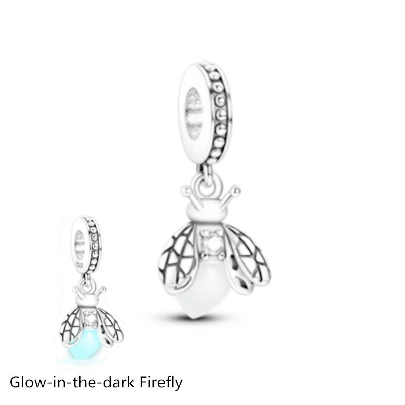 Glow-In-The-Dark Firefly Butterfly Charm Beads Fit European Original Copper Bracelet Necklace Beads For Diy Jewelry Women Gift