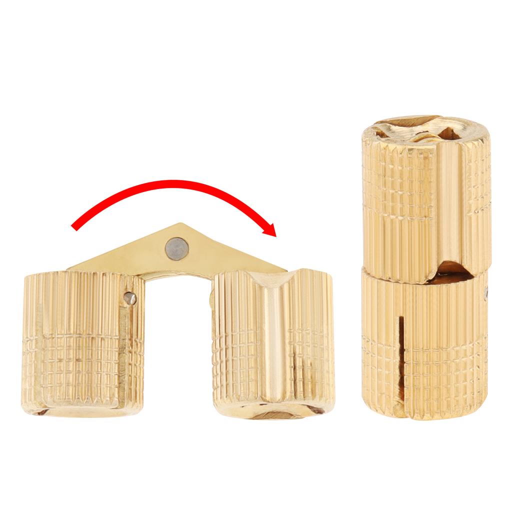 8pcs Brass Barrel Concealed Furniture Hinges, Fit for DIY Jewelry Box Hand Craft with 10 mm High-speed Steel Drill,Concealed 180 Degree Opening Angle