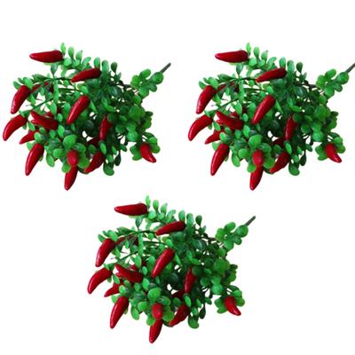3pcs Artificial Pepper Branches 6 Stems Fake Chili Fruit Plant For Home Garden Outdoor Shop Decoration 34*22cm