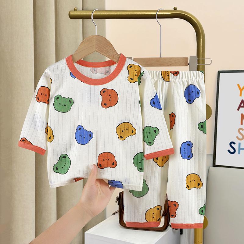 Korean Style Kids' Summer Cotton Pajama Set for Boys and Girls