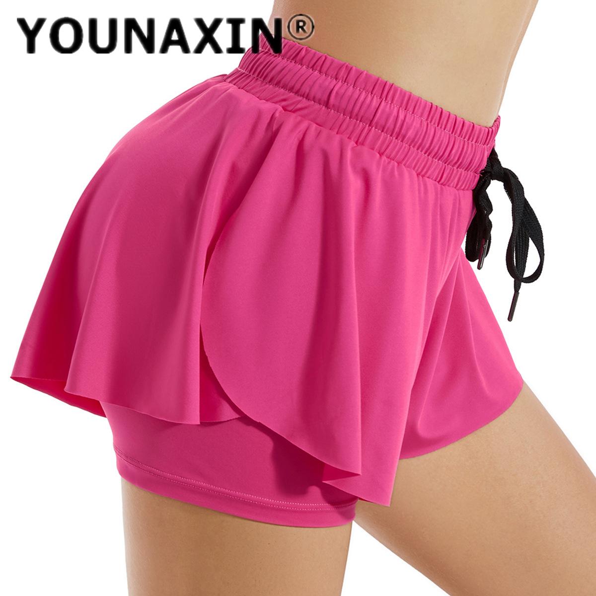 

Women s Tennis Culottes Yoga Fitness Skirt Anti Glare Training Athletic Running Girl s Sports Shorts Lining Pants Golf Workout Skirts S M L XL XL Яскраво-рожевий