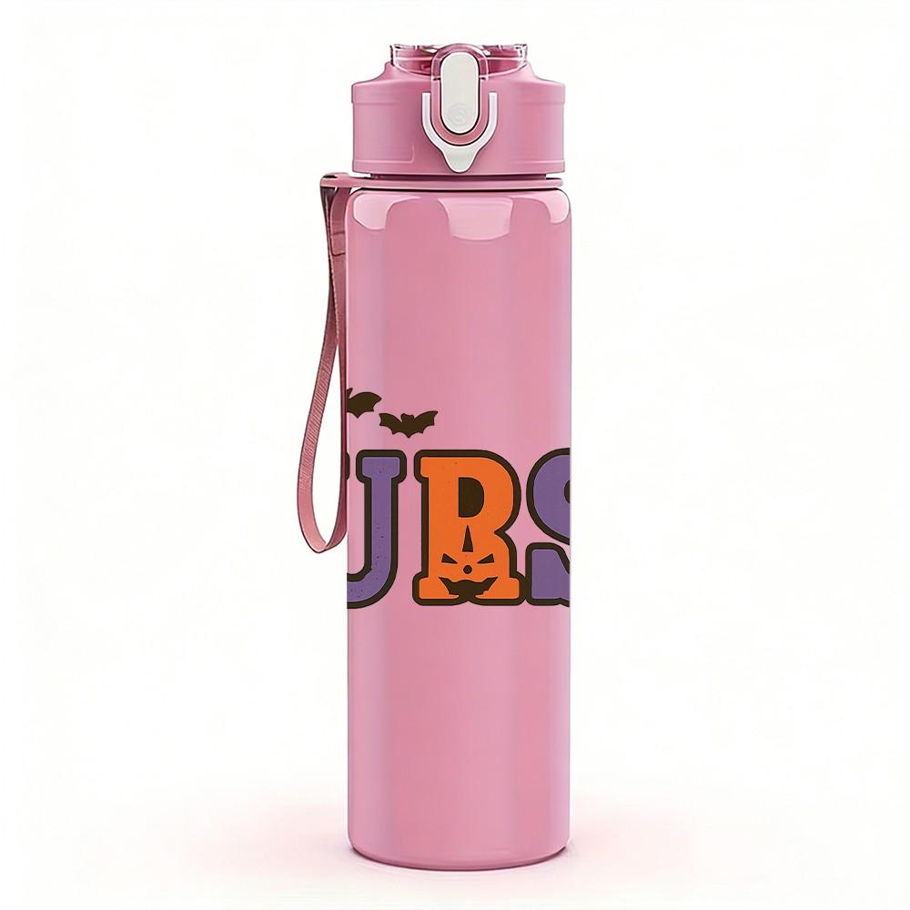 1PC Nurse Retro Bold Letter Art Print 750ml Color Plastic Sports Water Bottle Leakproof Flip Straw Lid Suitable for Sports Office Home Use