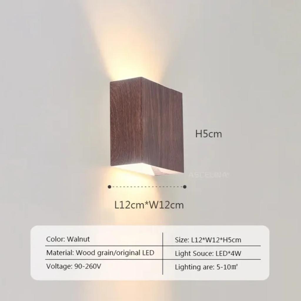 New Enhance Your Space with the Exquisite and Sophisticated Original Nordic Square LED Wall Sconce Lamp In Warm Walnut. Ideal Fo