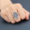 Huitan Vintage Blue Rings for Women Eight Twist Shaped Inlaid Cubic Zirconia Gorgeous Female Accessories Retro Party Jewelry