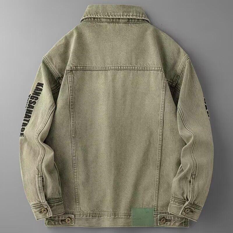 Men's Trendy Embroidered Denim Jacket - Casual Spring/Autumn Fashion Workwear