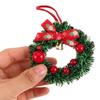 10pcs Mini Christmas Wreath Miniature Christmas Wreaths 2.95 Inch Holiday Garland Xmas Decoration Tiny Wreaths With Lanyards