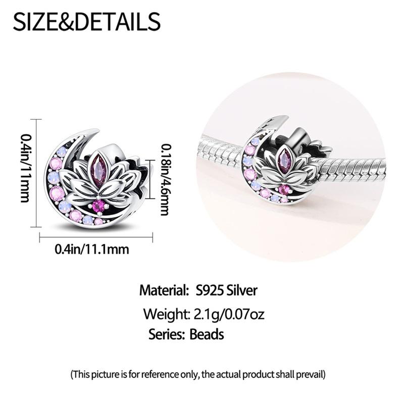 Perline charm fiore di loto classiche in argento 925 adatte per braccialetti fai-da-te, collane, regali di gioielli per feste di compleanno