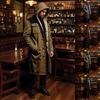 Men's Solid Color Button Pocket Work Wear Plus Jacket Men's Casual Long Coat