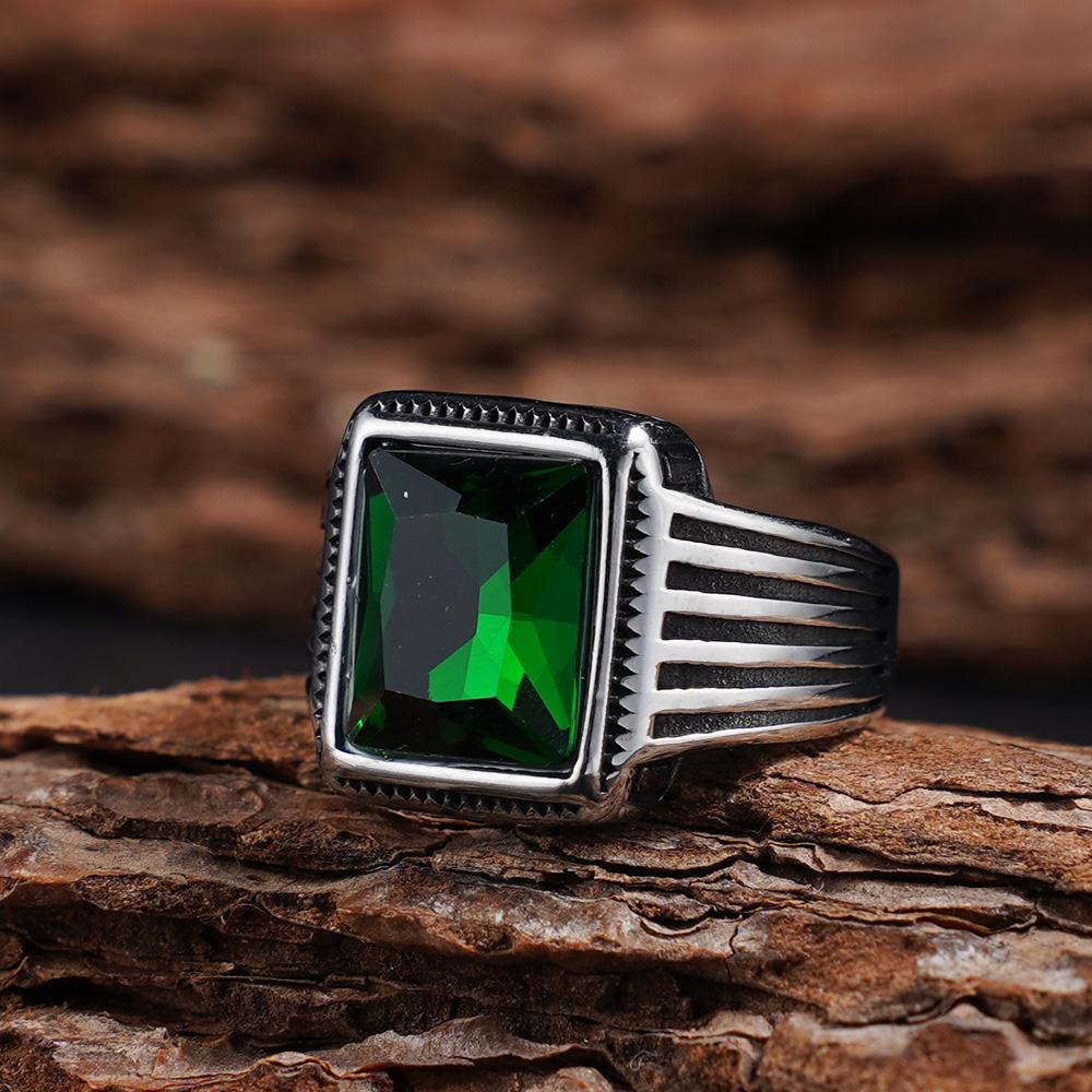 

1pc Luxury Gemstone Rings for Fashion Parties, Available in Men s and Women s Styles, 316L Stainless Steel Trendy Rings. 7