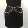 Light Luxury Rhinestone Multi-layer Metal Chain Waist Chain Women's Retro Imitation Pearl Body Chain