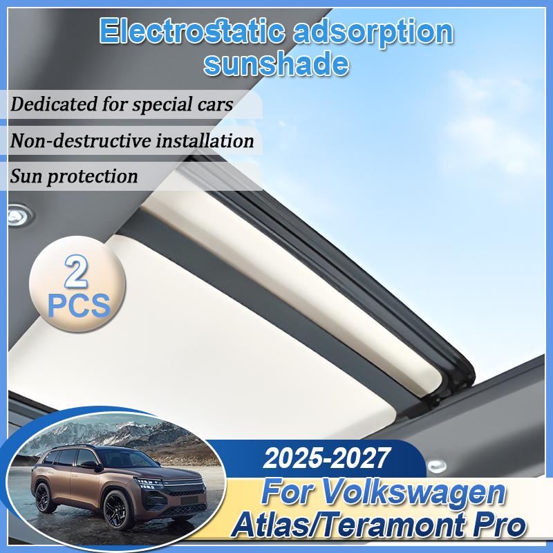 For Volkswagen Atlas MK2 Teramont Pro 2025 2026 ulation Sunroof Sunshades Electrostatic Adsorption Suede Skylight Accessories