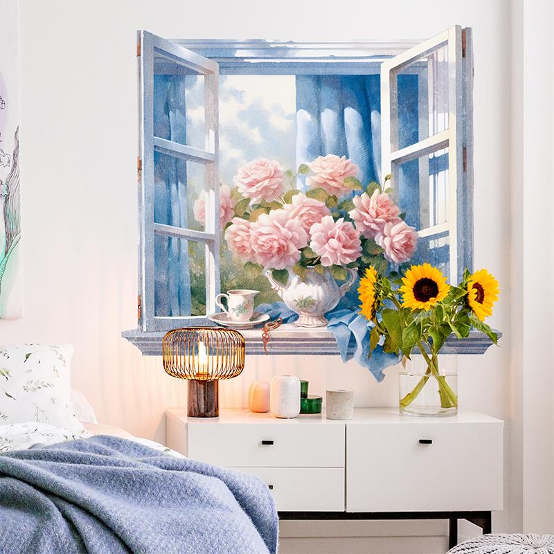 2 Stück Fensterblick Malerei Wandaufkleber Brillenfreie 3D Wanddeko Abziehen und Aufkleben Wandaufkleber für Wohnzimmer Badezimmer