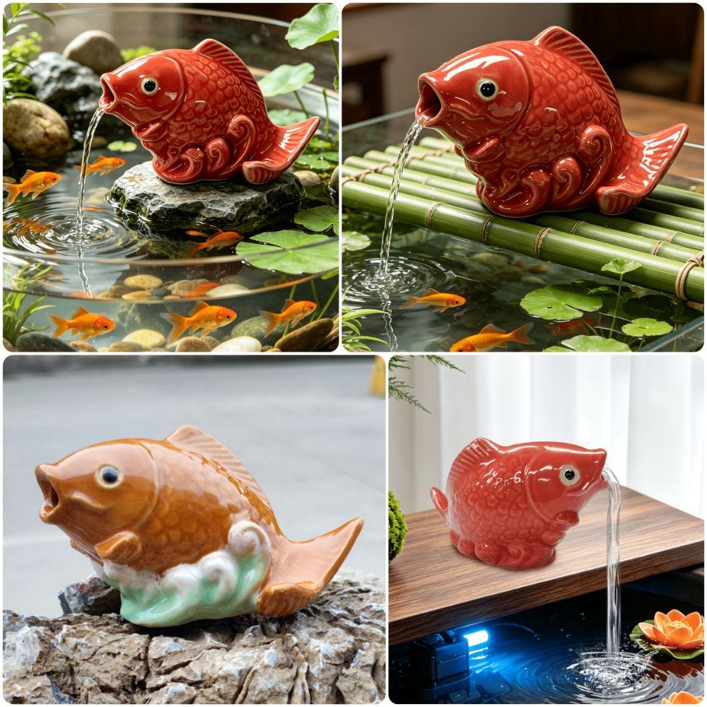 Ceramic Fountain Nozzle Sprinkler Wear Resistant Ceramic Carp Fish Statue Yard Decoration