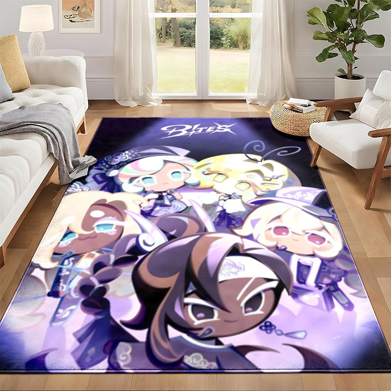 Cookie Run Kingdom Carpet Door Mat for Living Room or Bedroom Protective Mat Under Chair Office Decoration Christmas Gift Birthday Present