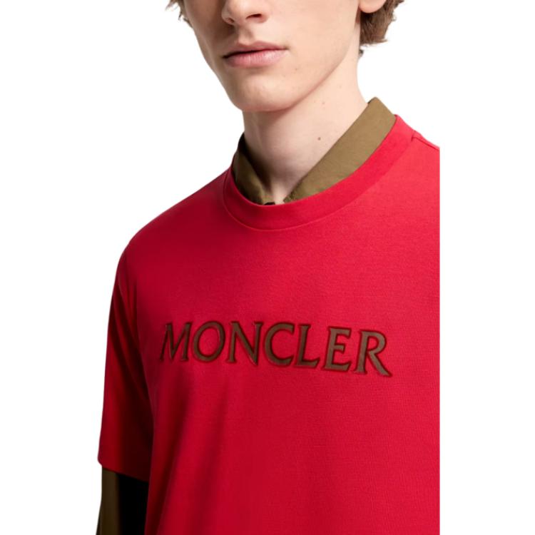 Moncler SS26 Logo Print Cotton T-Shirt Men Tops L10918C0007589B8U455
