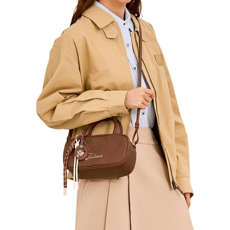 Teenie Weenie Retro Bear Boston Crossbody Handbag