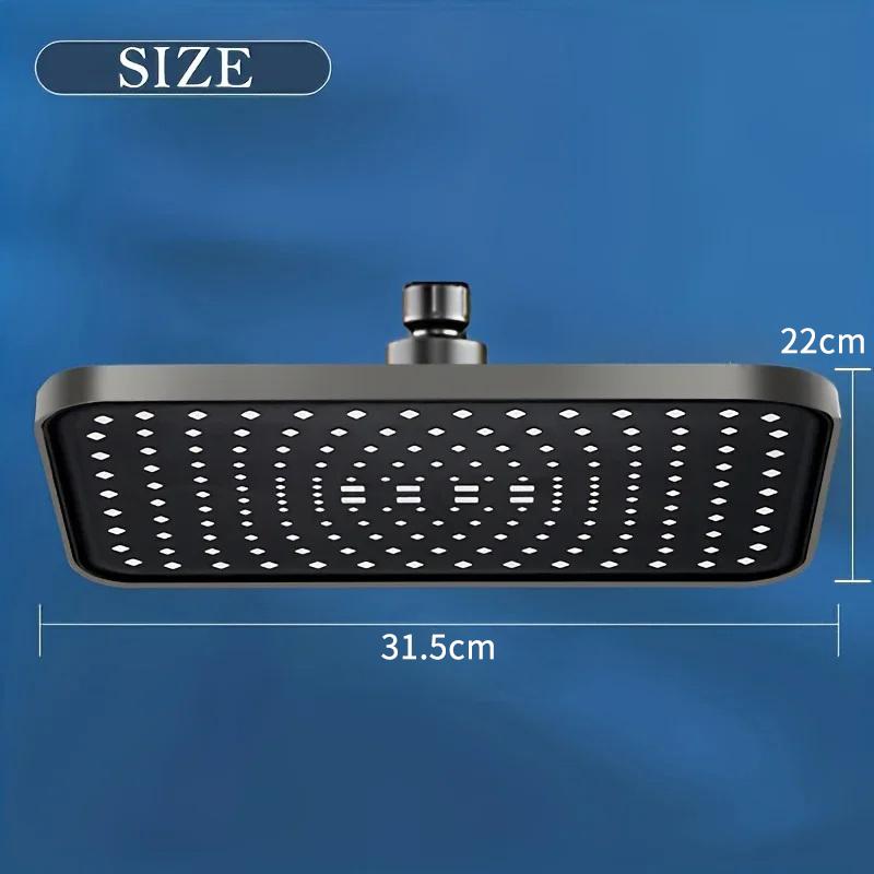 1Pc High Pressure Rainfall Shower Head, Luxury Bathroom Showerhead, Adjustable Angles, Anti-Clogging Silicone Nozzles, Water Sav