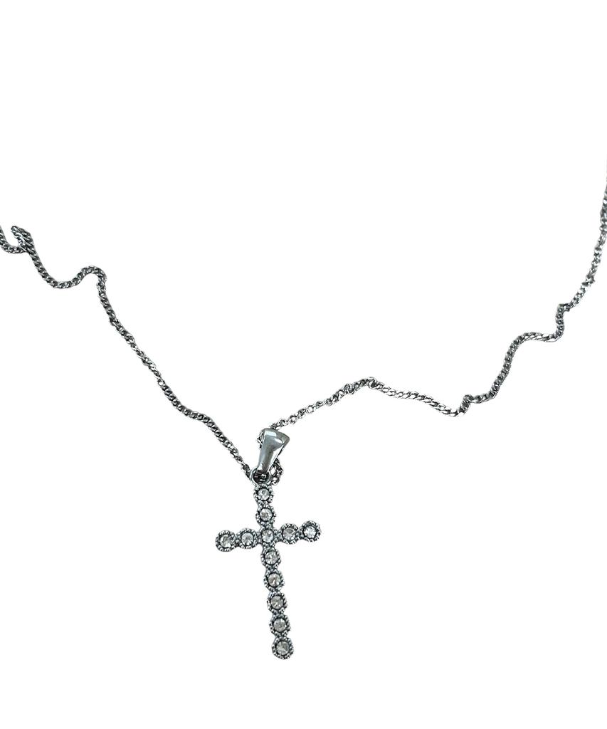 Sk8Er Rock Cubic Cross Thin Chain Necklace ((Striel))