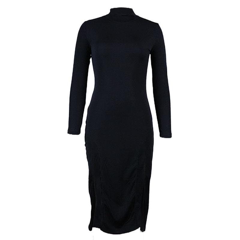 DAFIFY Damenmode, Frühling, Herbst, einfarbig, langärmelig, halber Rollkragenpullover, hohe Taille, Cocktail- und Abendkleider