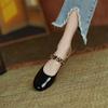 Fashion HOT SALE Spring Women Pumps Patent Leather Round Toe Splicing Leopard Print One-line Buckle Low-heel Women Shoes Mary Jane Shoes