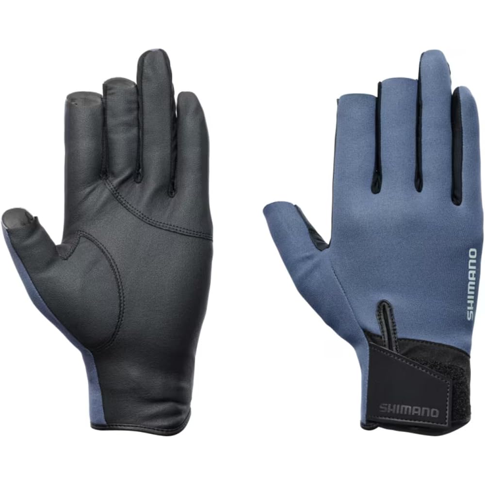Shimano Titanium Alpha Semi-Long Gloves 3-Finger Blue Gray Size M