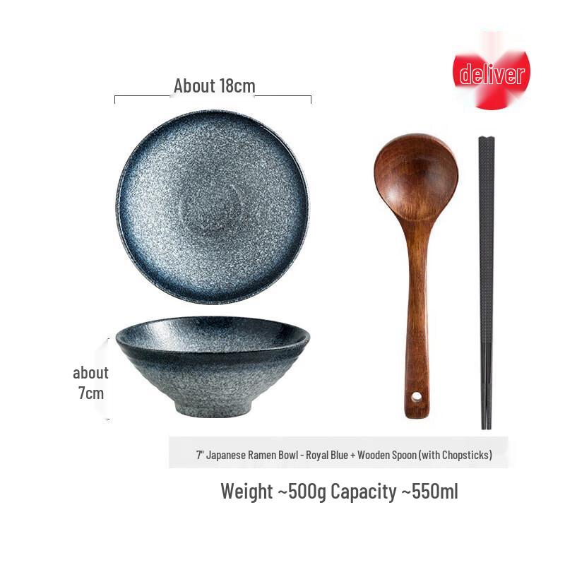 Japanese Style Underglaze Ceramic Noodle Bowl