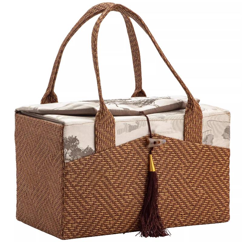 Light Luxury Rattan Woven Hand-held Wedding Gift Boxes Spring Festival Wedding Tea Wedding Souvenirs Birthday Gift Empty Box