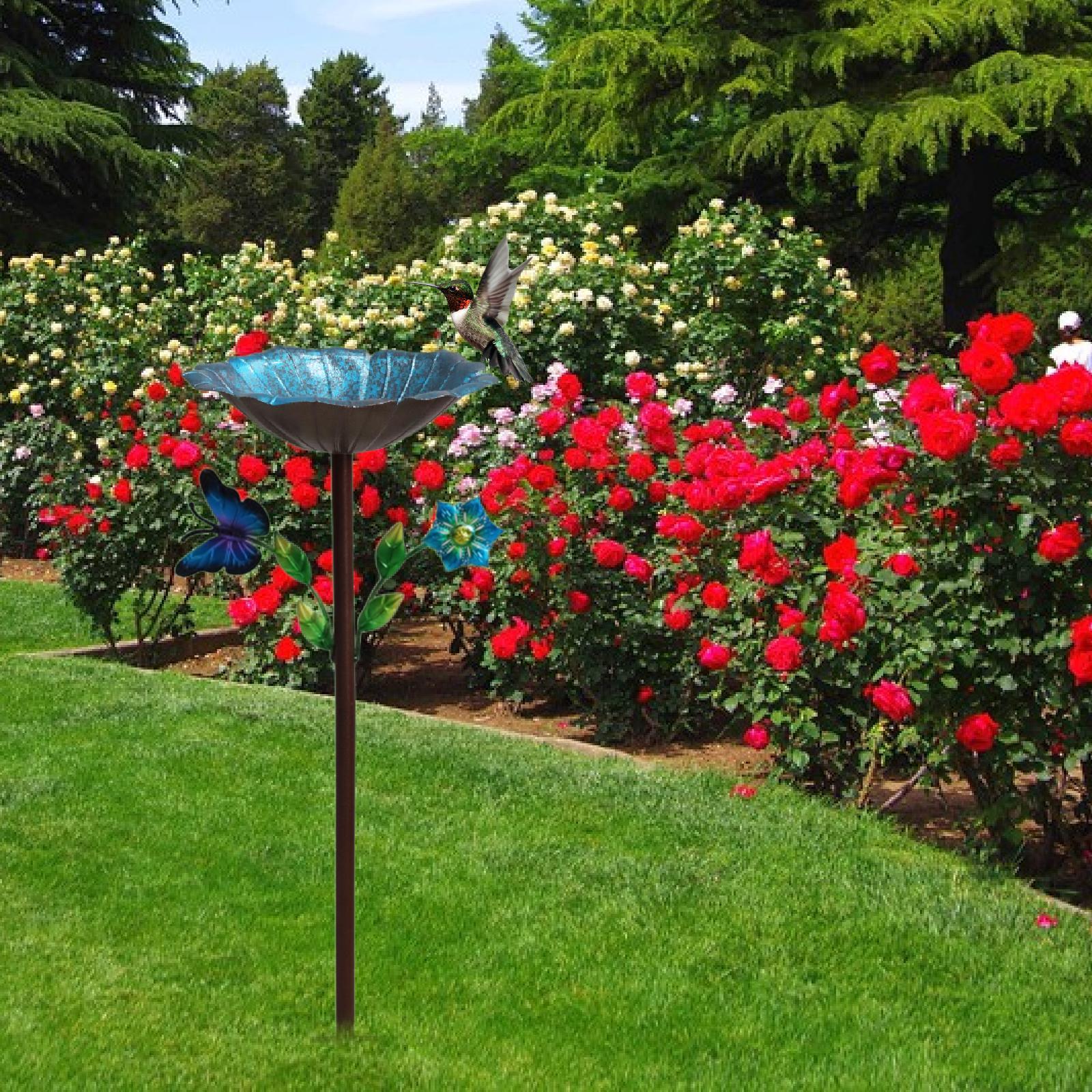 

Metal Bird Bath for Outside 3 Pronged Base Freestanding Vintage Design Yard Decoration Garden Birdbath for Outdoor Balcony різнокольоровий