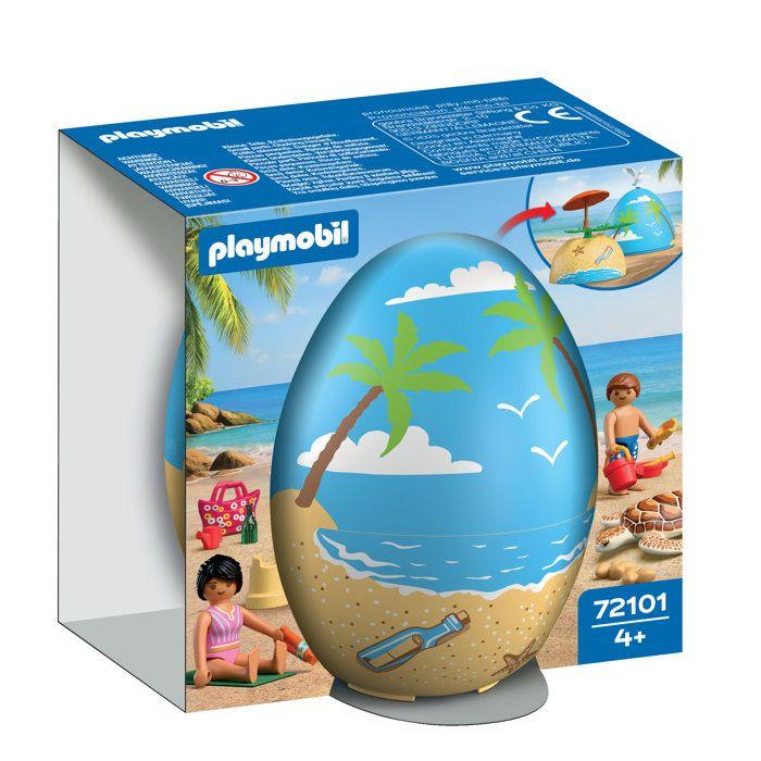 Playmobil 72101 2-in-1 Egg : Beach Holidays, Toys and Can Be Used As a Money Box, 26 Pieces, From 4 Years