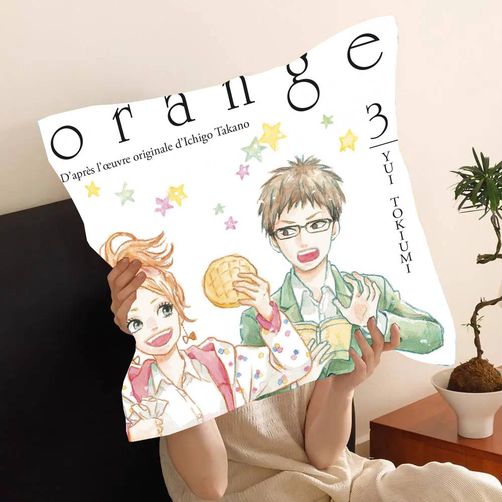 Anime Orange Pillow Case Fashion Square Pillowcase Bedroom Sofa Room Ins Decoration Leisure