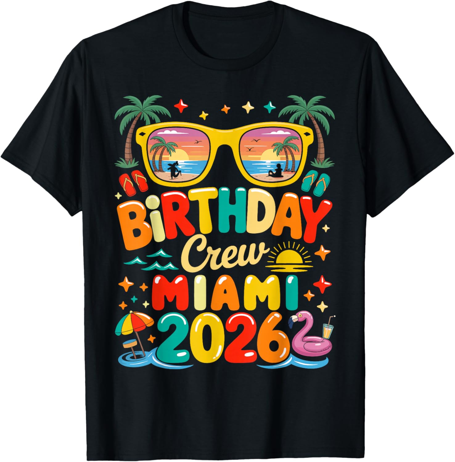 Miami Birthday Crew 2026 Trip Summer Vacation Cruise Group T-Shirt S