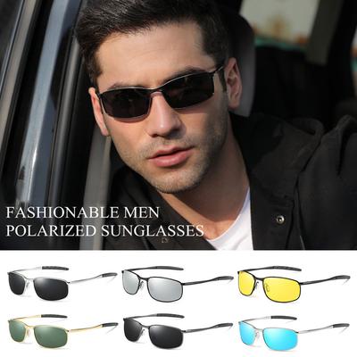 Gafas de sol metálicas polarizadas para hombre, montura cuadrada, clásicas para conducir, gafas de sol