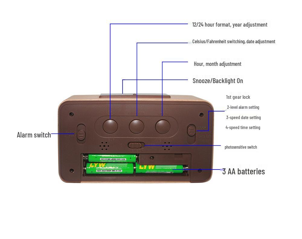Popular Solid Wood Smart Alarm Clock - Fashionable Electronic Gift 1902