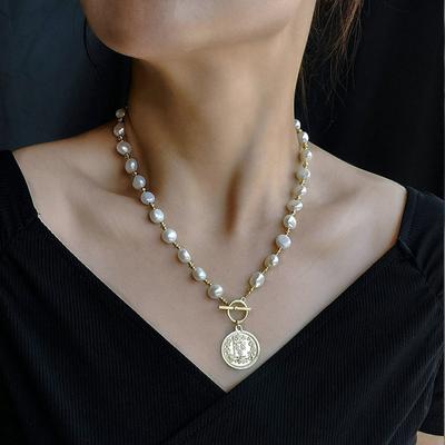 Natural Baroque Freshwater Pearl Necklace Women's Sweater Chain High Sense Collar Chain Versatile Hip Hop Jewelry