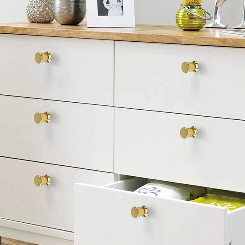 Simple Knurled Cabinet Drawer Knob Round Gold Door Handle Portable Single Hole Design Furniture Accessories for Home