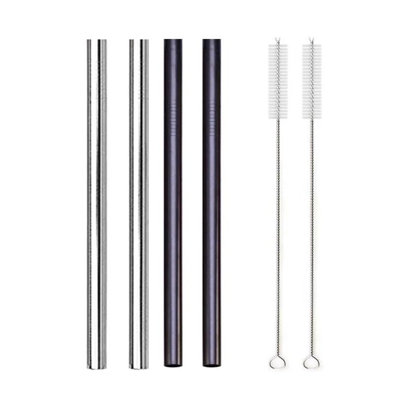 12mm Boba Metal Straw Eco-friendly 304 Stainless Steel Straws Set Reusable Drinking Straw for Bubble Tea Milkshake Bar Accessory