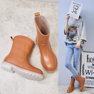 Scarpe da Pioggia alla Moda per Donna Stivali da Pioggia alla Caviglia Slip-on Stivali da Pioggia con Plateau Antiscivolo Galosce da Giardino Stivaletti da Lavoro da Donna Nuovi