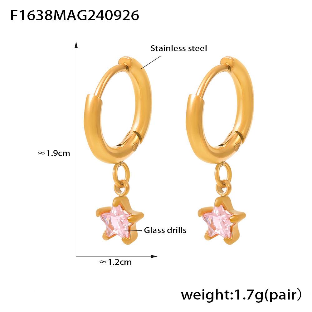 

Серьги-звезды из нержавеющей стали 316, позолоченные серьги-подвески для женщин, цветное стекло, для девочек, роскошные ювелирные изделия, аксессуары