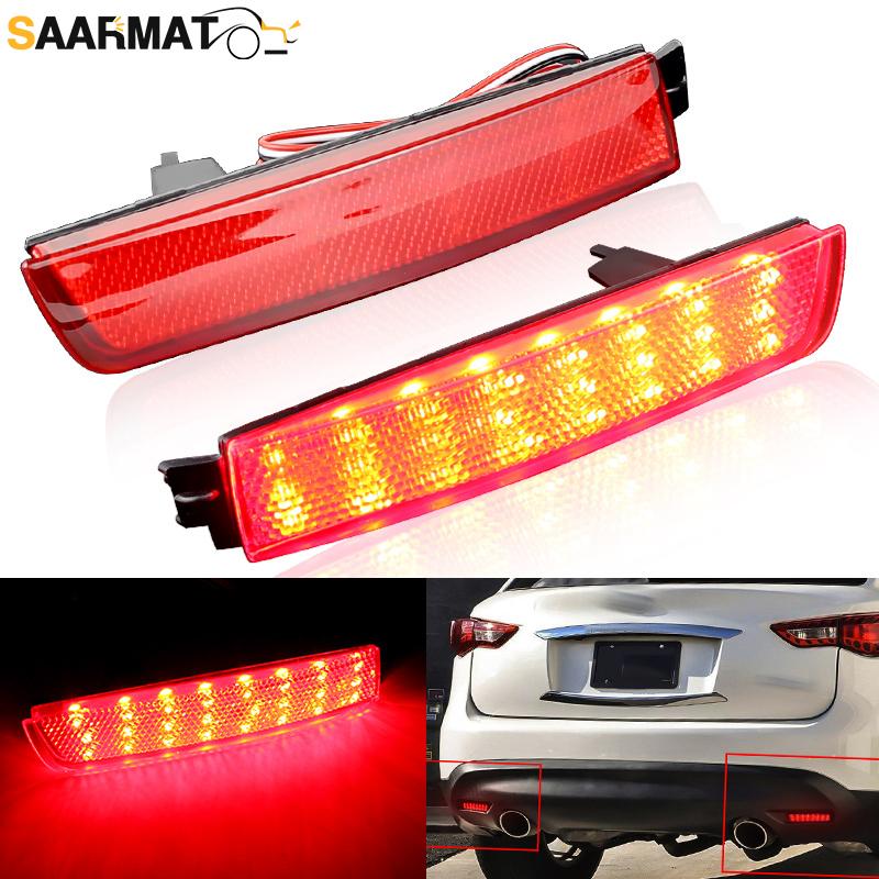 2pcs LED Car Exterior Rear Bumper Reflector Light For Nissan Sentra Juke Murano Quest 265655C000 265605C000 Brake Stop Light
