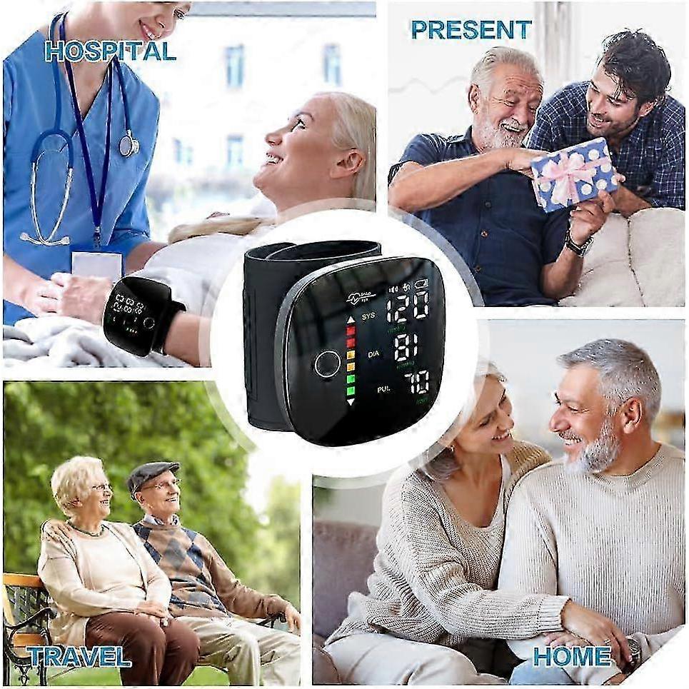 Wrist Blood Pressure Monitor,Automatic Blood Pressure Monitors Wrist with LED Touch Screen,Automatic Voice,Rechargeable Wrist BP Monitor Blood Pressur