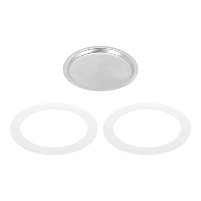 Uxcell Aluminum Coffee Pot Parts for Stainless Steel Espresso Maker with 1 Filter and 2 Silicone Gasket Seals Size 74x64x4.5mm for 9 Cup Mocha Coffee