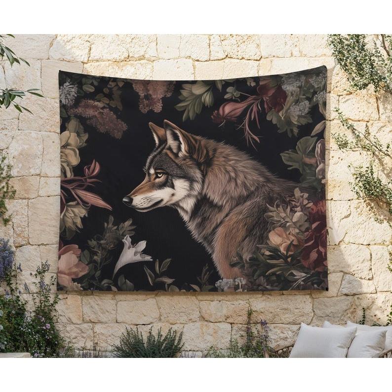 Wolf tapestry 75x100 чёрный