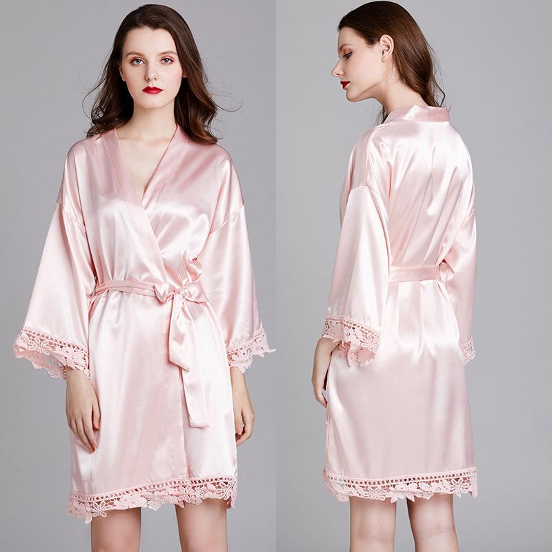 Pajamas for Women, Spring and Summer Long Sleeved Plus Silk Ice Silk Home Sleepwear, Bathrobe, Bridal Morning Gown