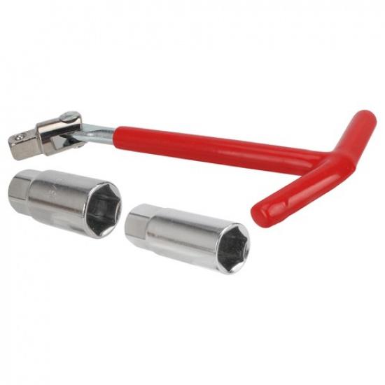 Spark Plug Removal Tool 16mm & 21mm T-Bar T-Handle Flexible Spanner Socket 4-17