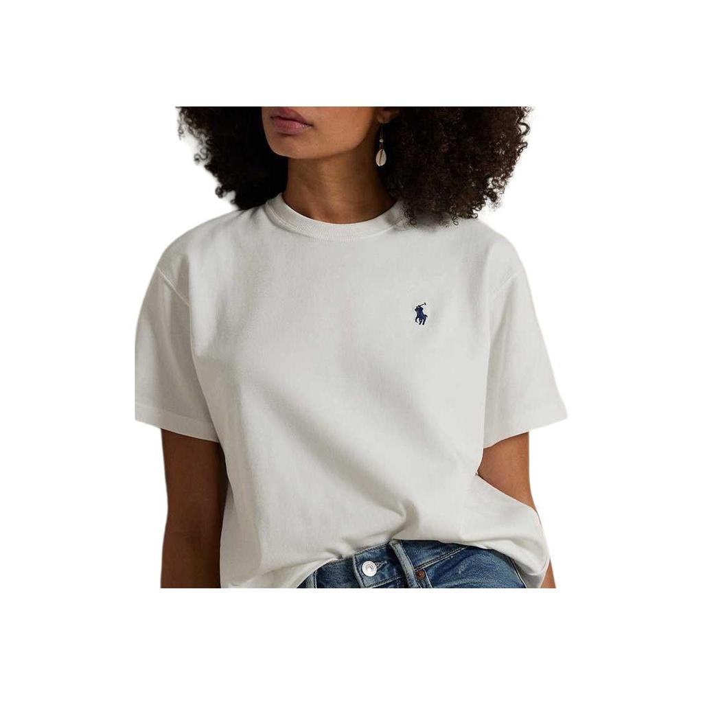 Polo Ralph Lauren Solid Color Crew Neck Pony Logo Short Sleeve T-Shirt Women Tops White WMPOKNINCU21056-100